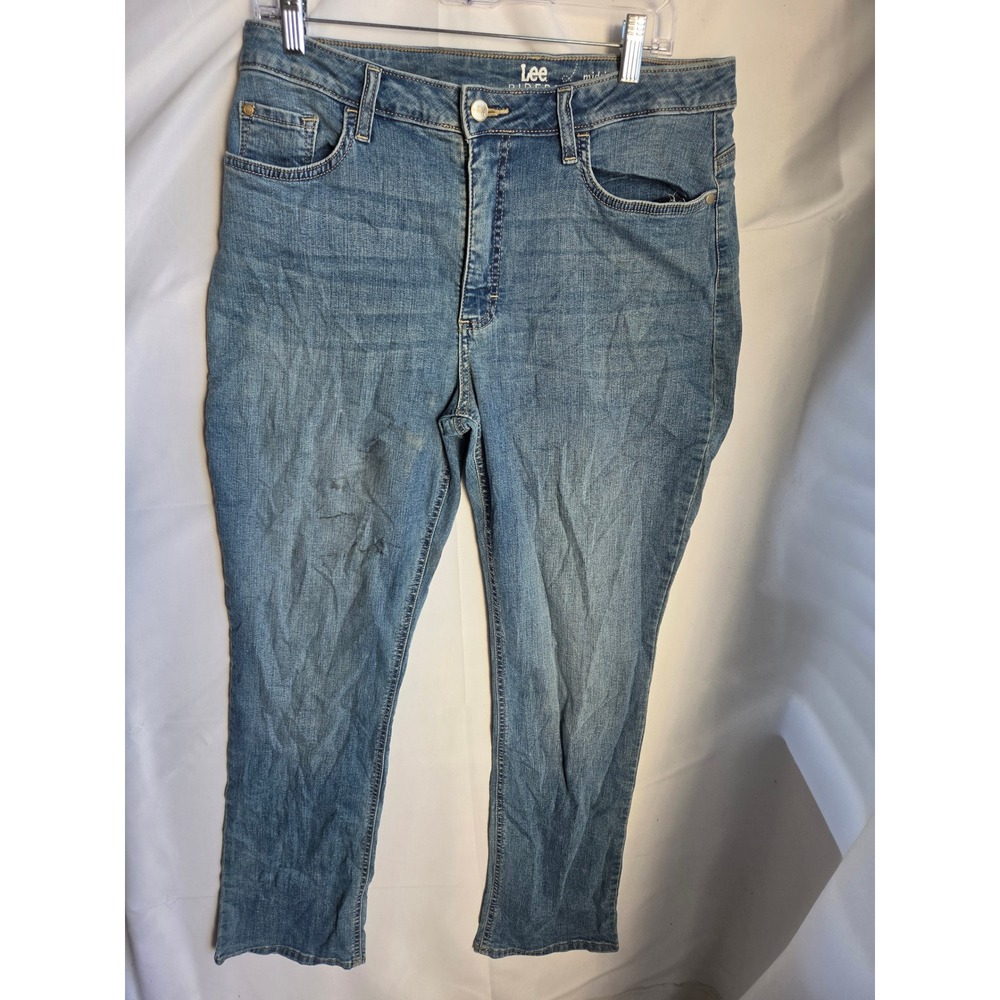Lee Riders Straight Jeans Womens Blue Medium Wash Curvy Mid Rise